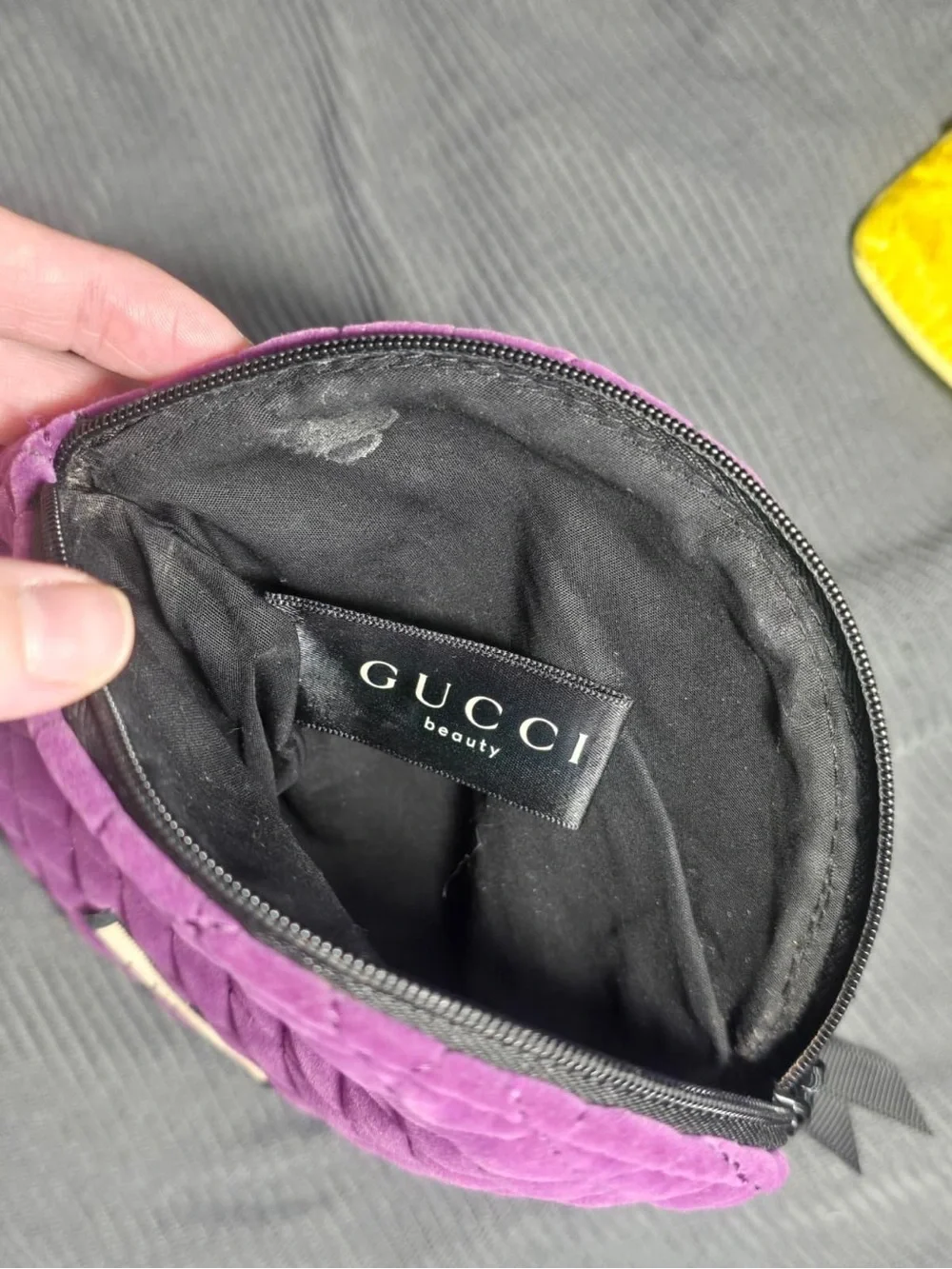 Gucci Purple Quilted Round Cosmetic Case